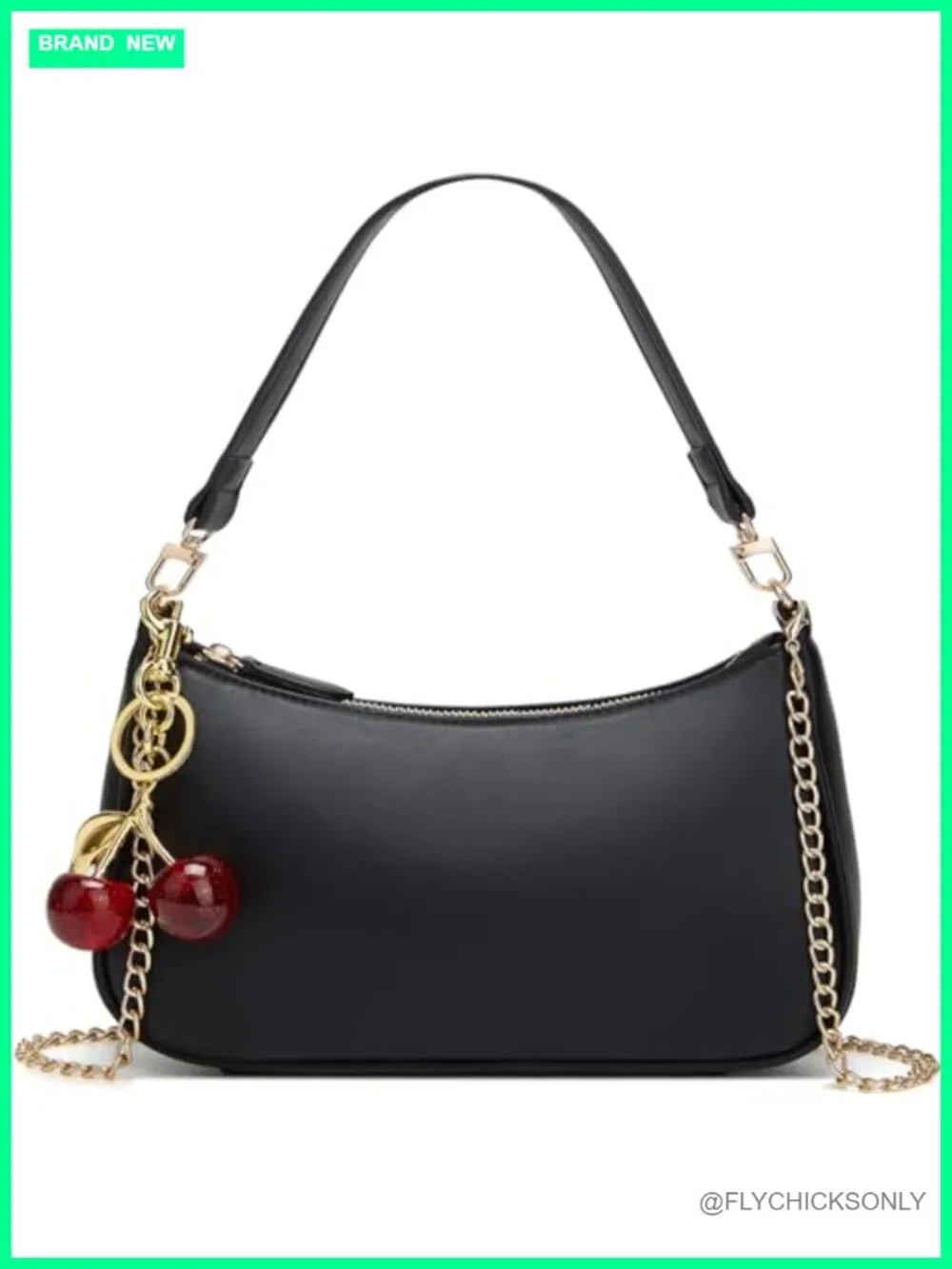 Women's Hobo Shoulder Bag PU Leather with Removable Straps & Cherry Charm